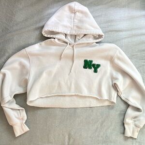 White Crop Hoodie
